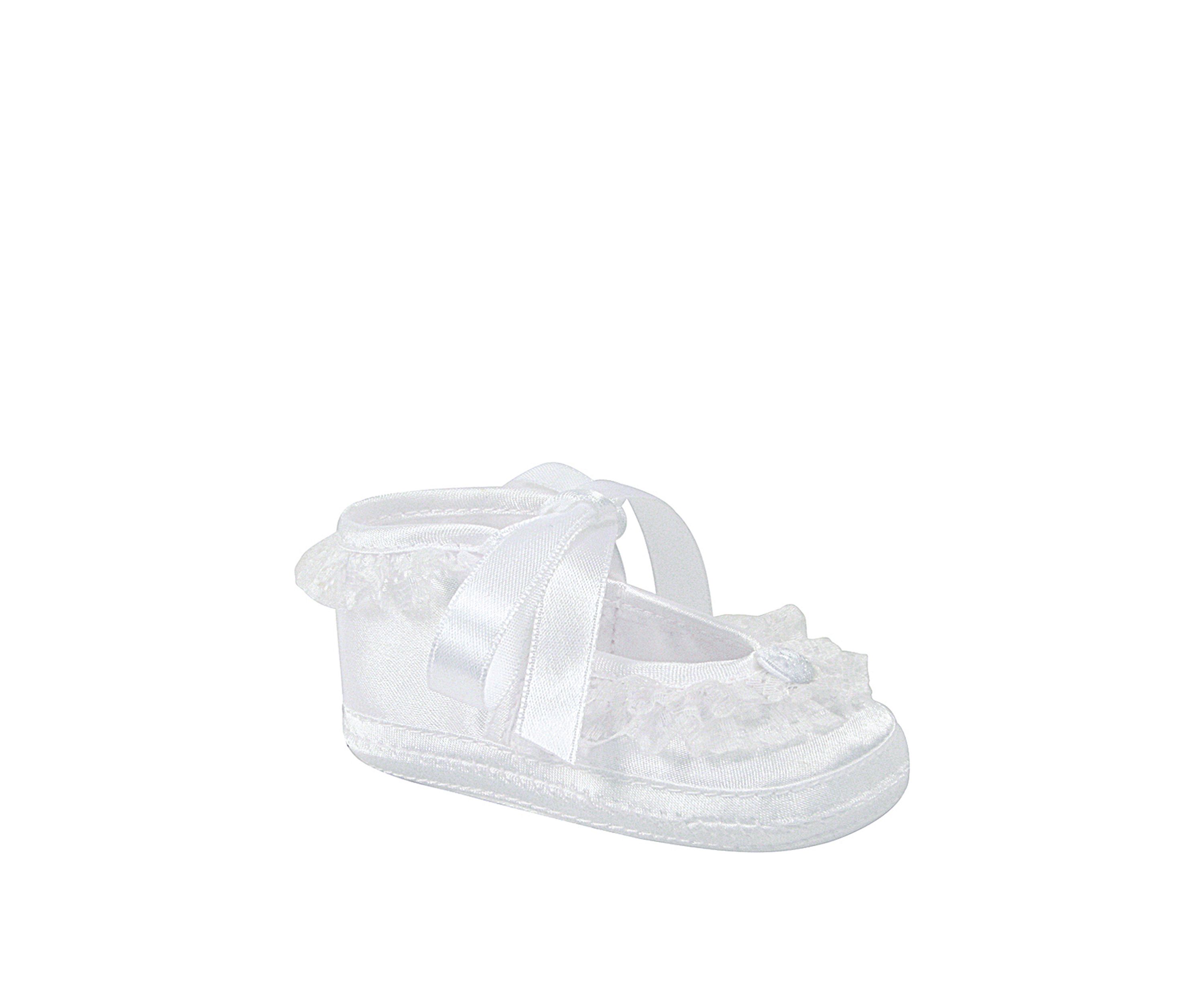 Baby Girls White Satin Tie Shoes 