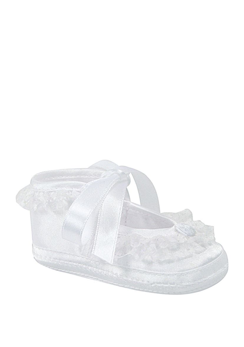 Baby Girls White Satin Tie Shoes 