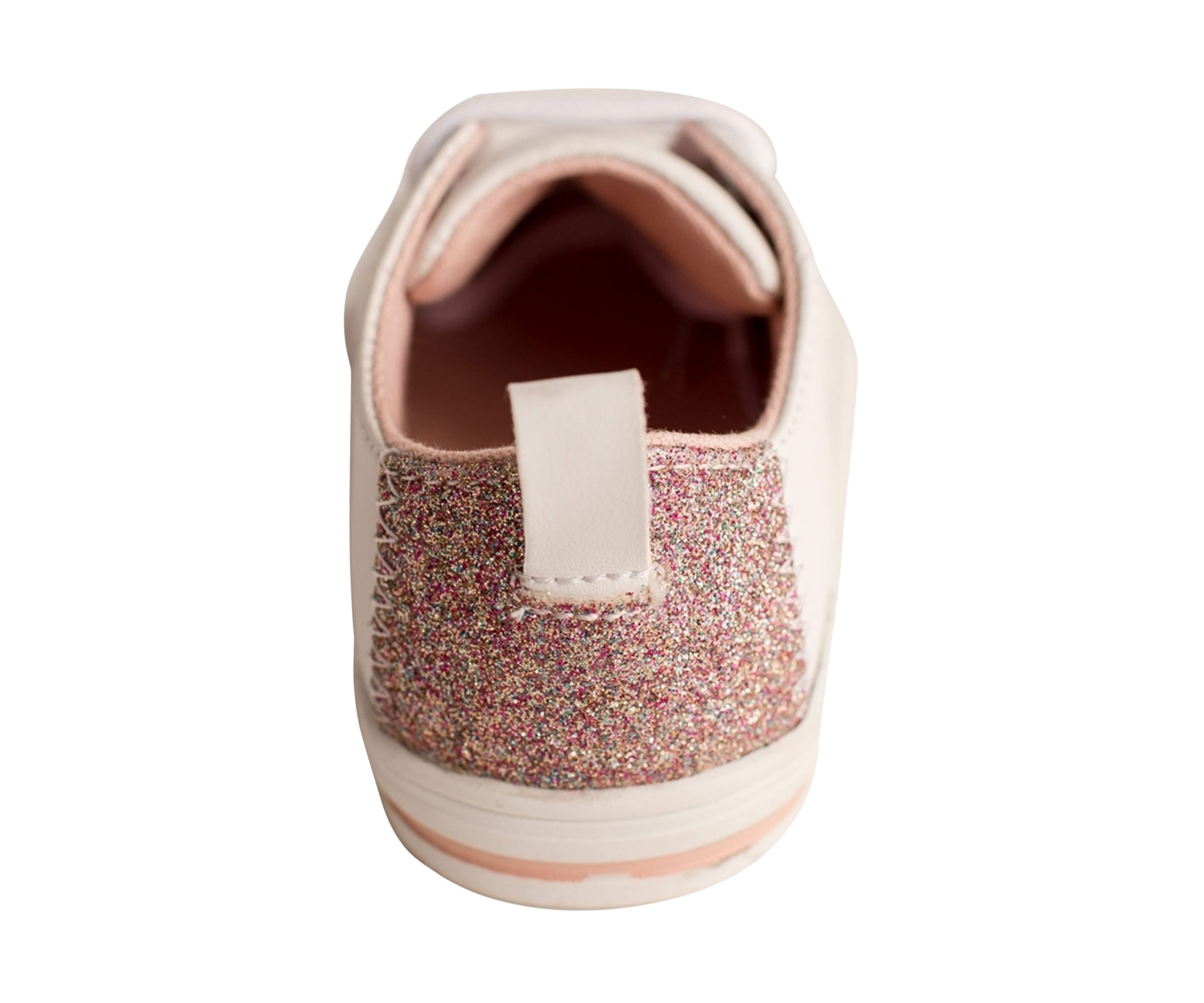 Toddler Girls Lennon White Sneaker with Pink Glitter Heel