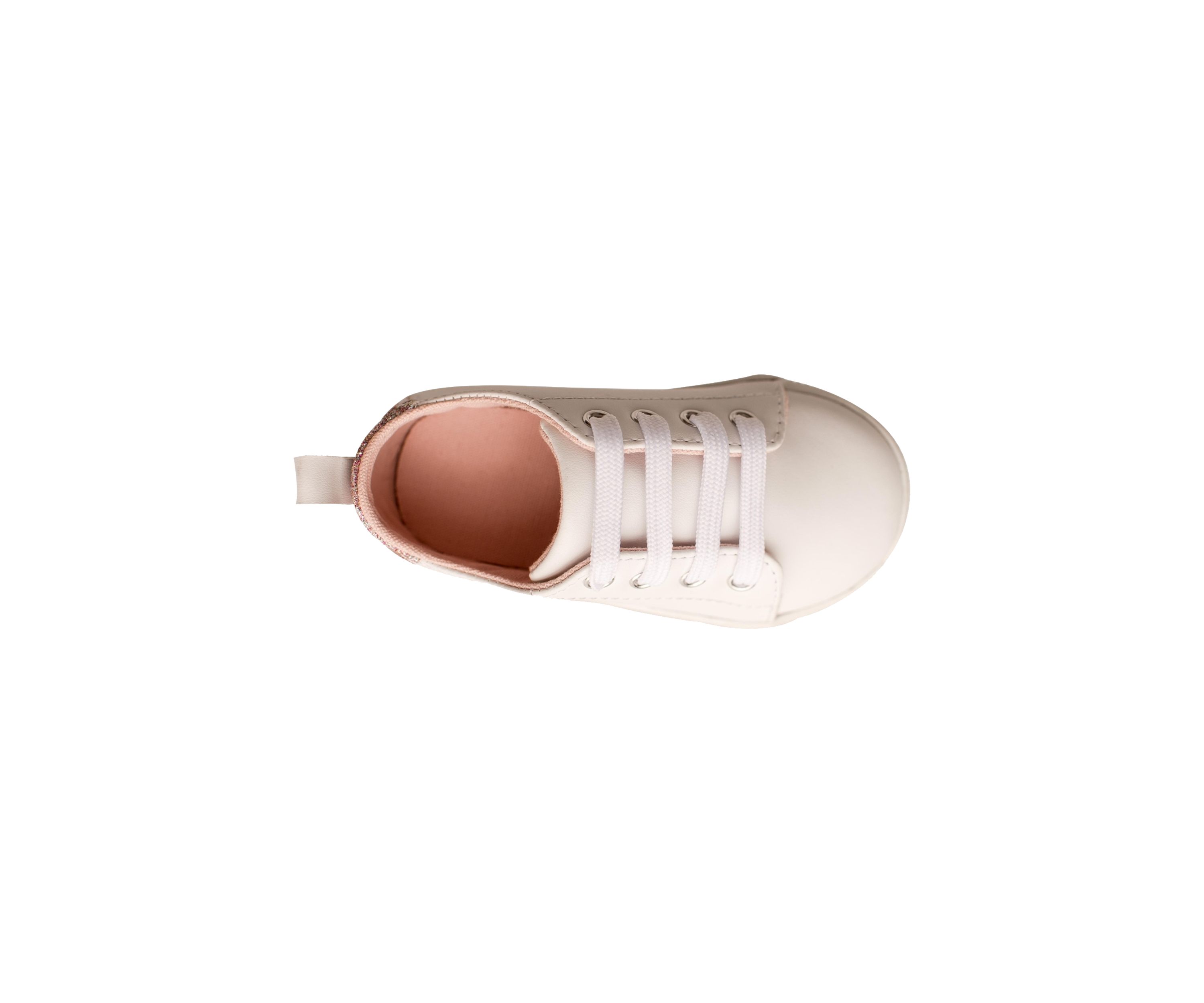 Toddler Girls Lennon White Sneaker with Pink Glitter Heel