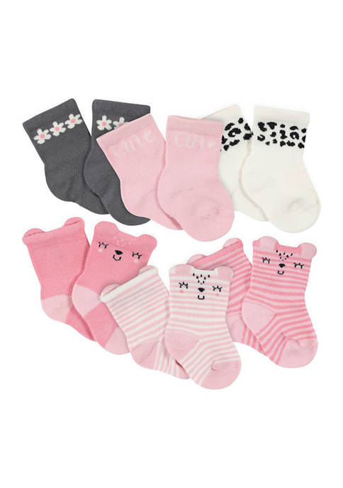 Baby Girls 6 Pack of Printed Socks 