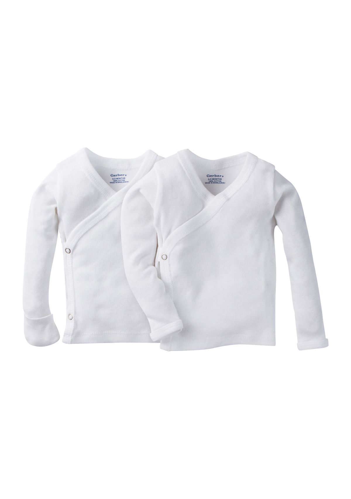 Baby Girls 2 Pack Long Sleeve White Snap Shirts