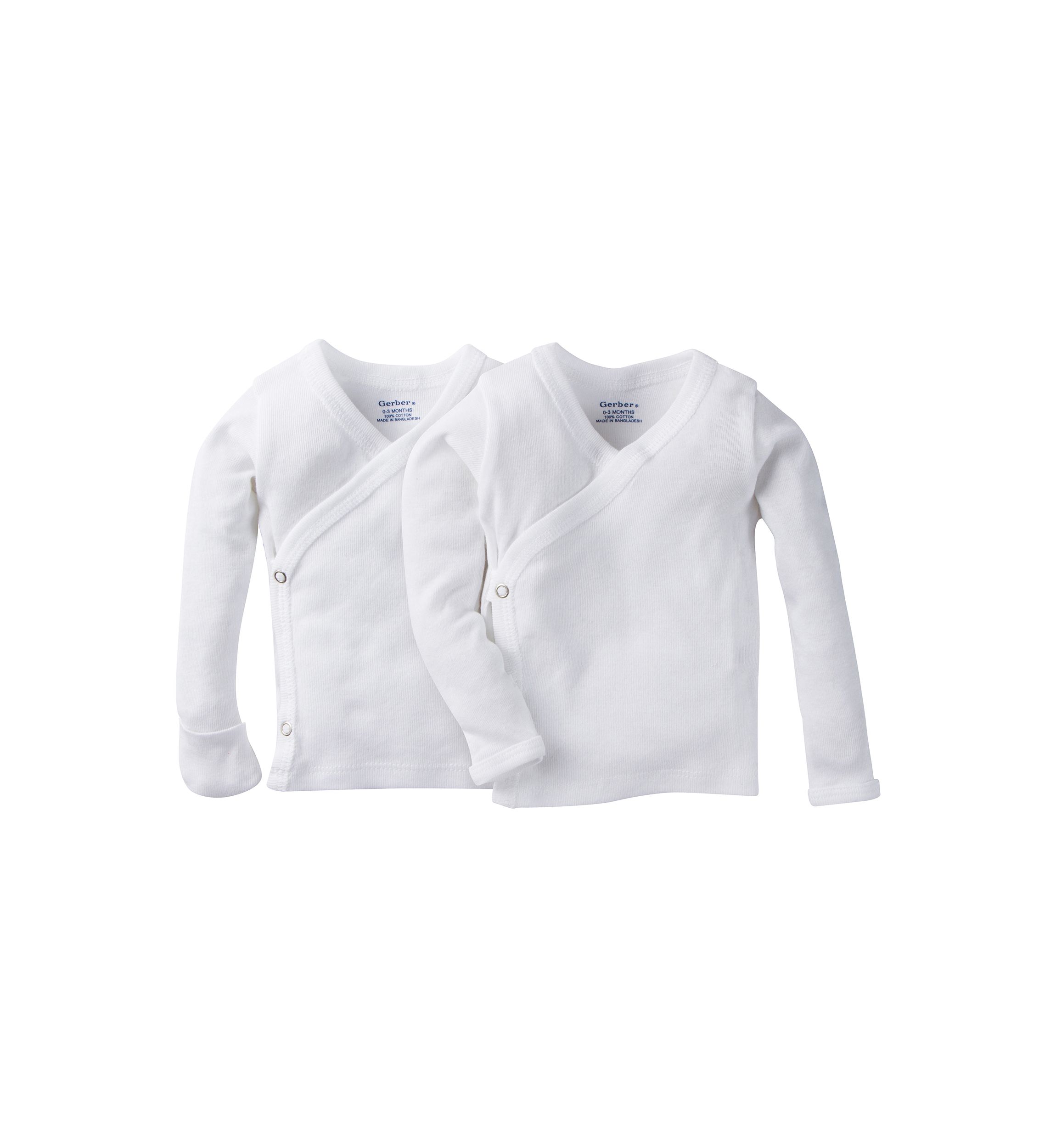 Baby Girls 2 Pack Long Sleeve White Snap Shirts