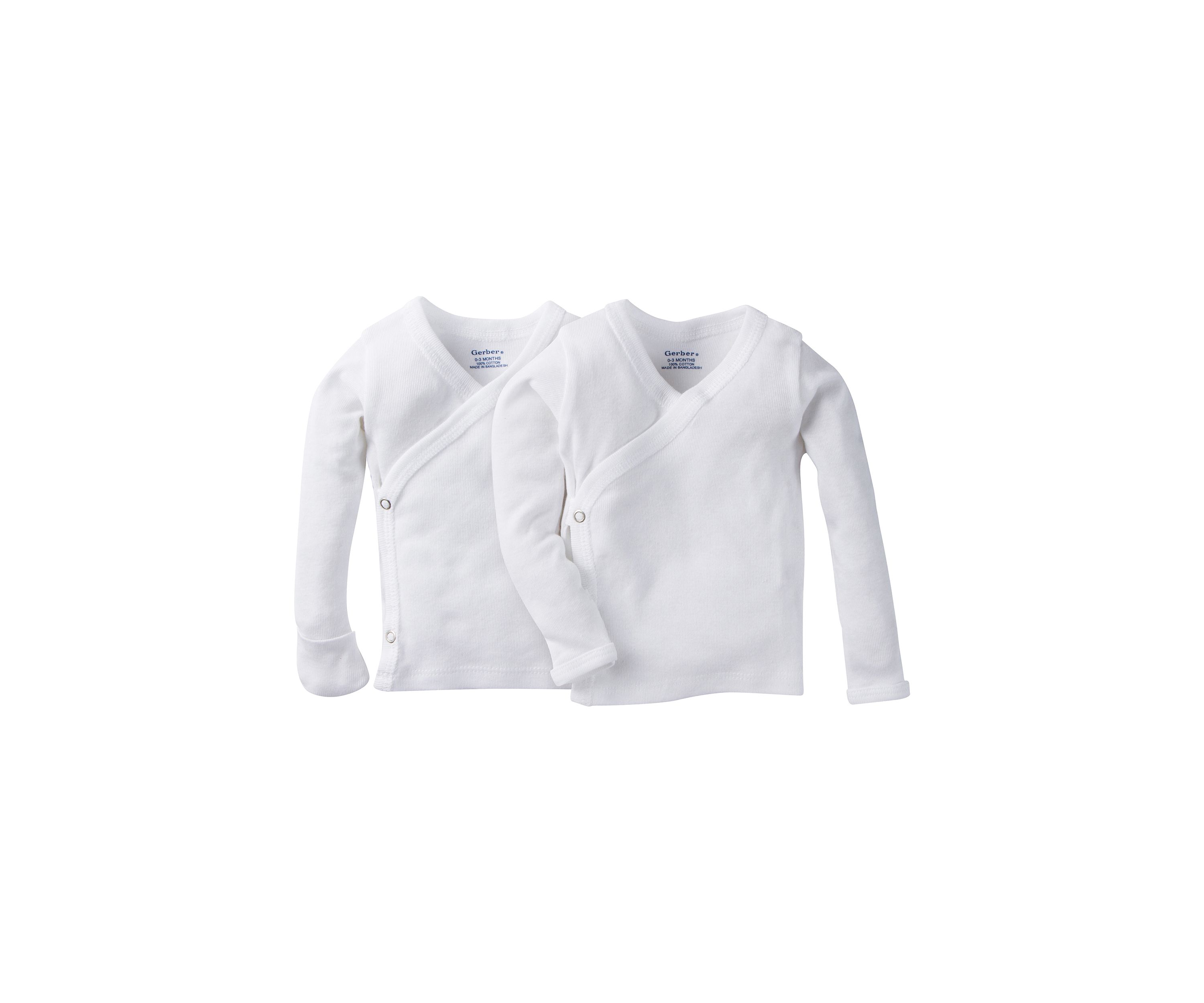 Baby Girls 2 Pack Long Sleeve White Snap Shirts
