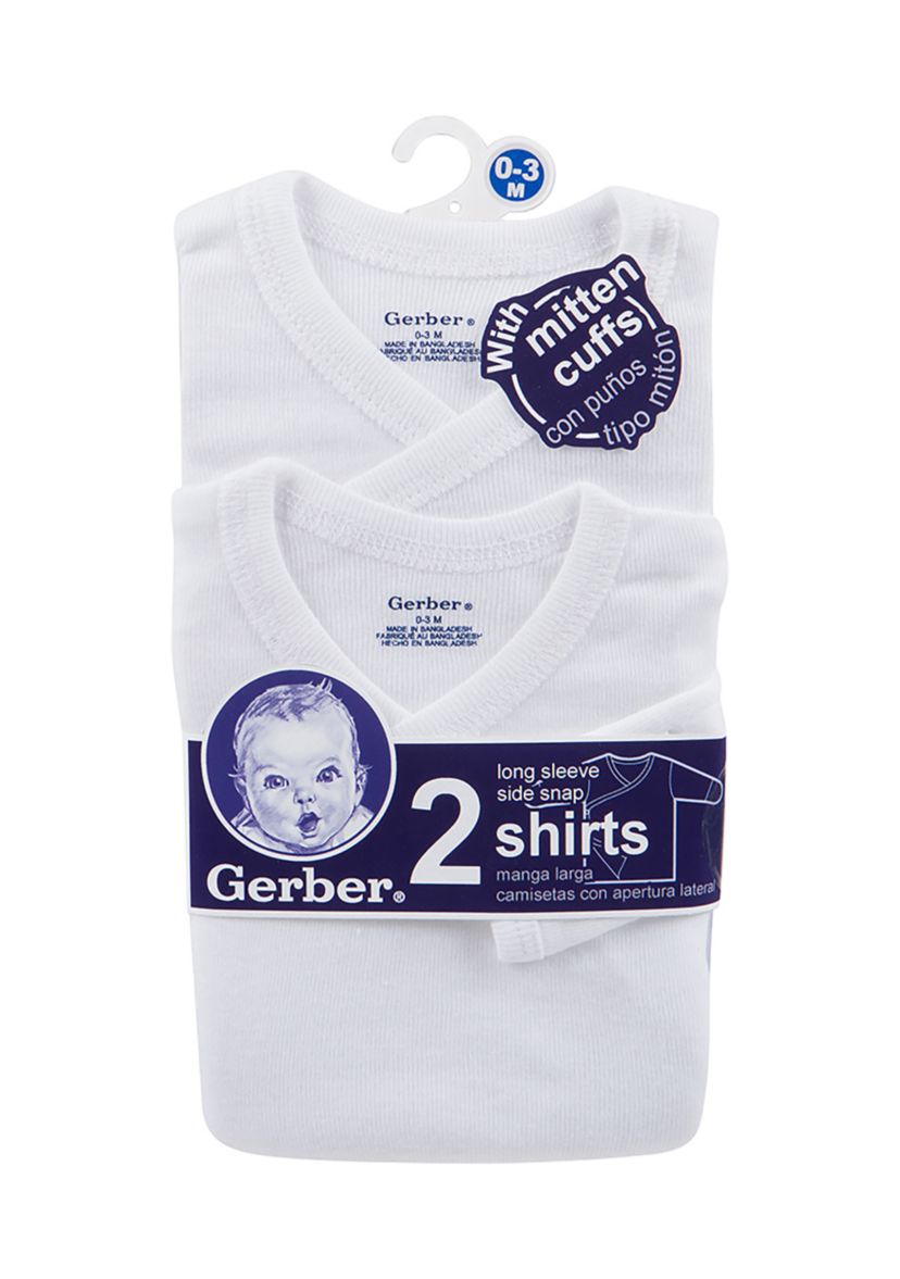 Baby Girls 2 Pack Long Sleeve White Snap Shirts