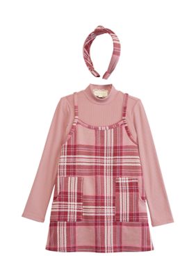 Toddler Girls Plaid Jumper Dress Set