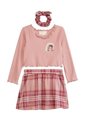 btween Toddler Girls Plaid Skirt Set belk