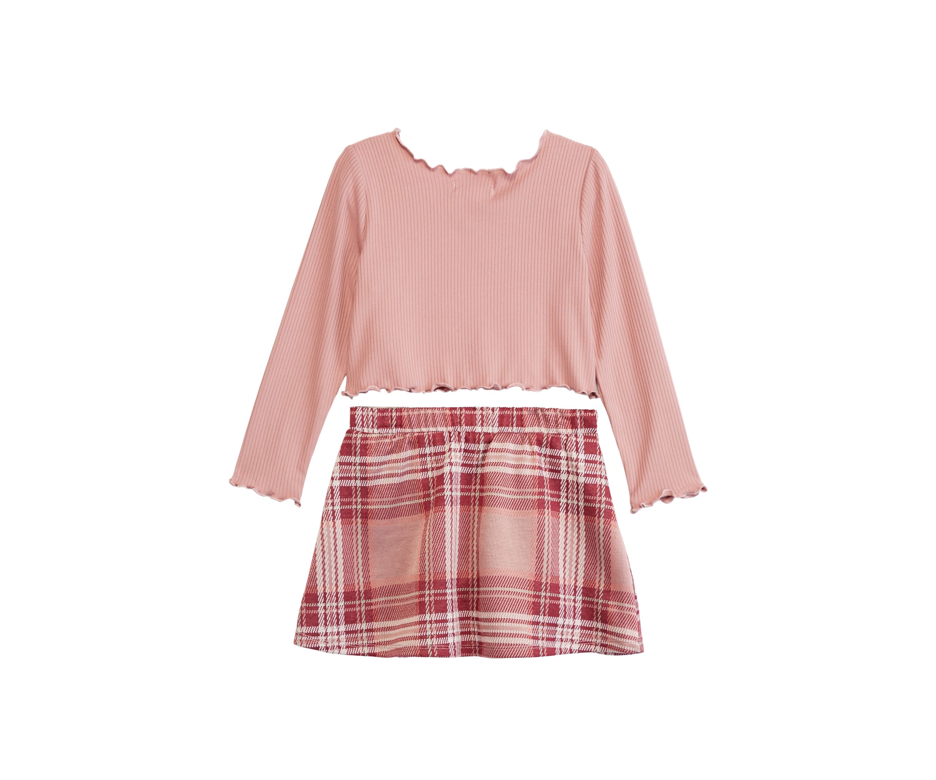 btween Toddler Girls Plaid Skirt Set | Belk