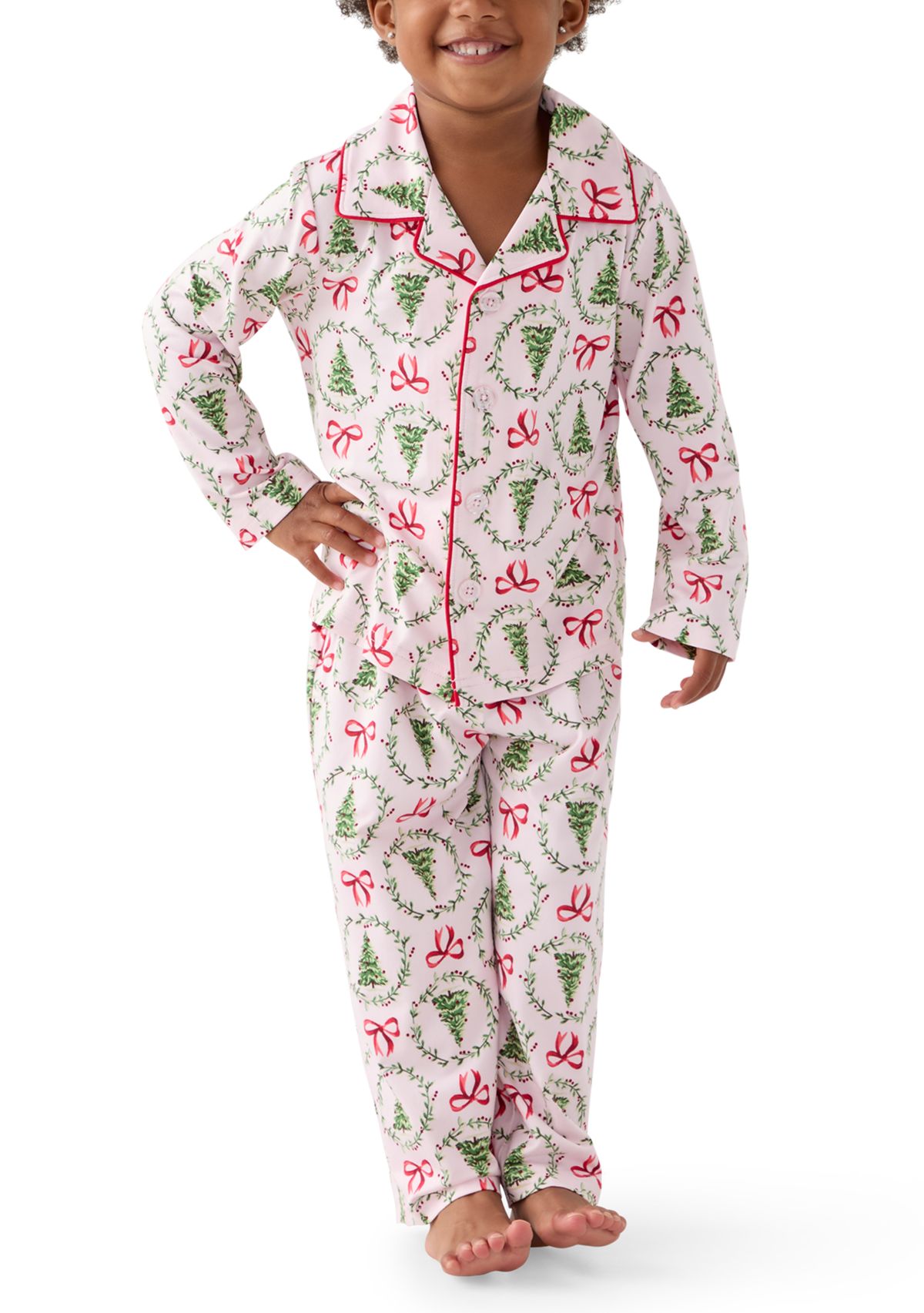 Unisex Toddler Holiday Bows and Wreaths Pajama Set