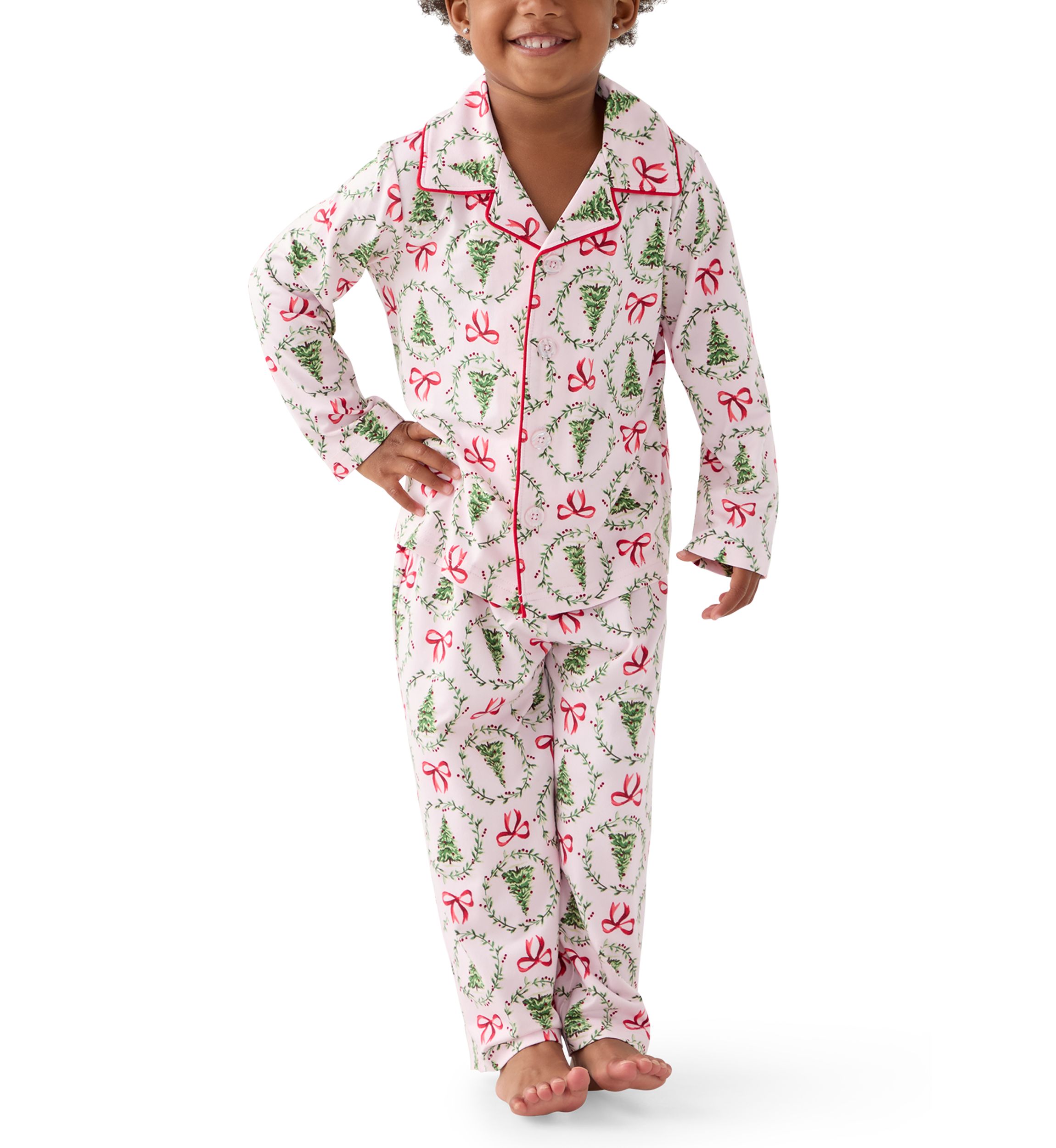 Unisex Toddler Holiday Bows and Wreaths Pajama Set
