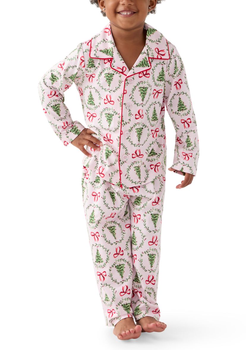 Unisex Toddler Holiday Bows and Wreaths Pajama Set