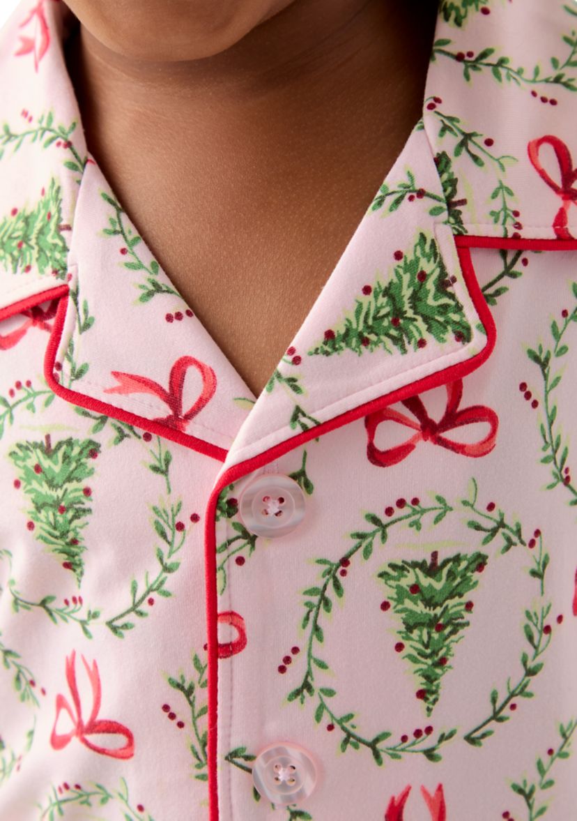 Unisex Toddler Holiday Bows and Wreaths Pajama Set