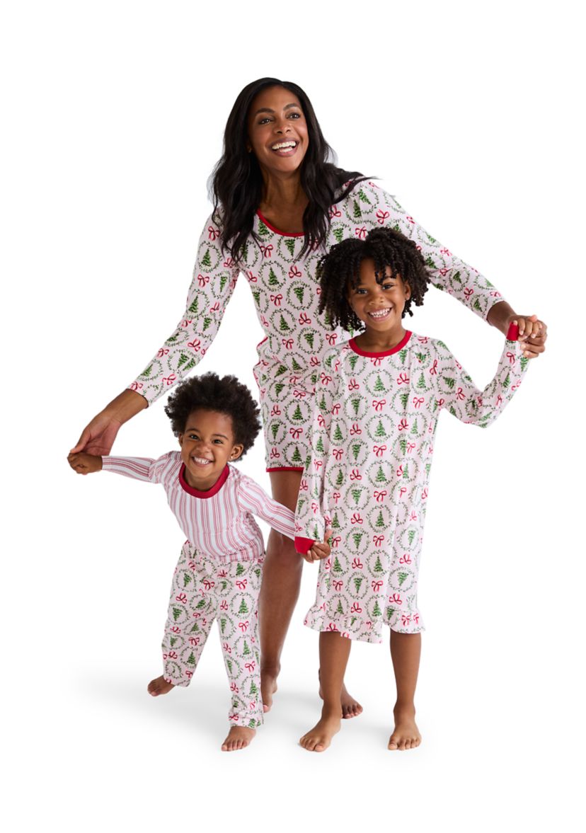 Unisex Toddler Holiday Bows and Wreaths Pajama Set
