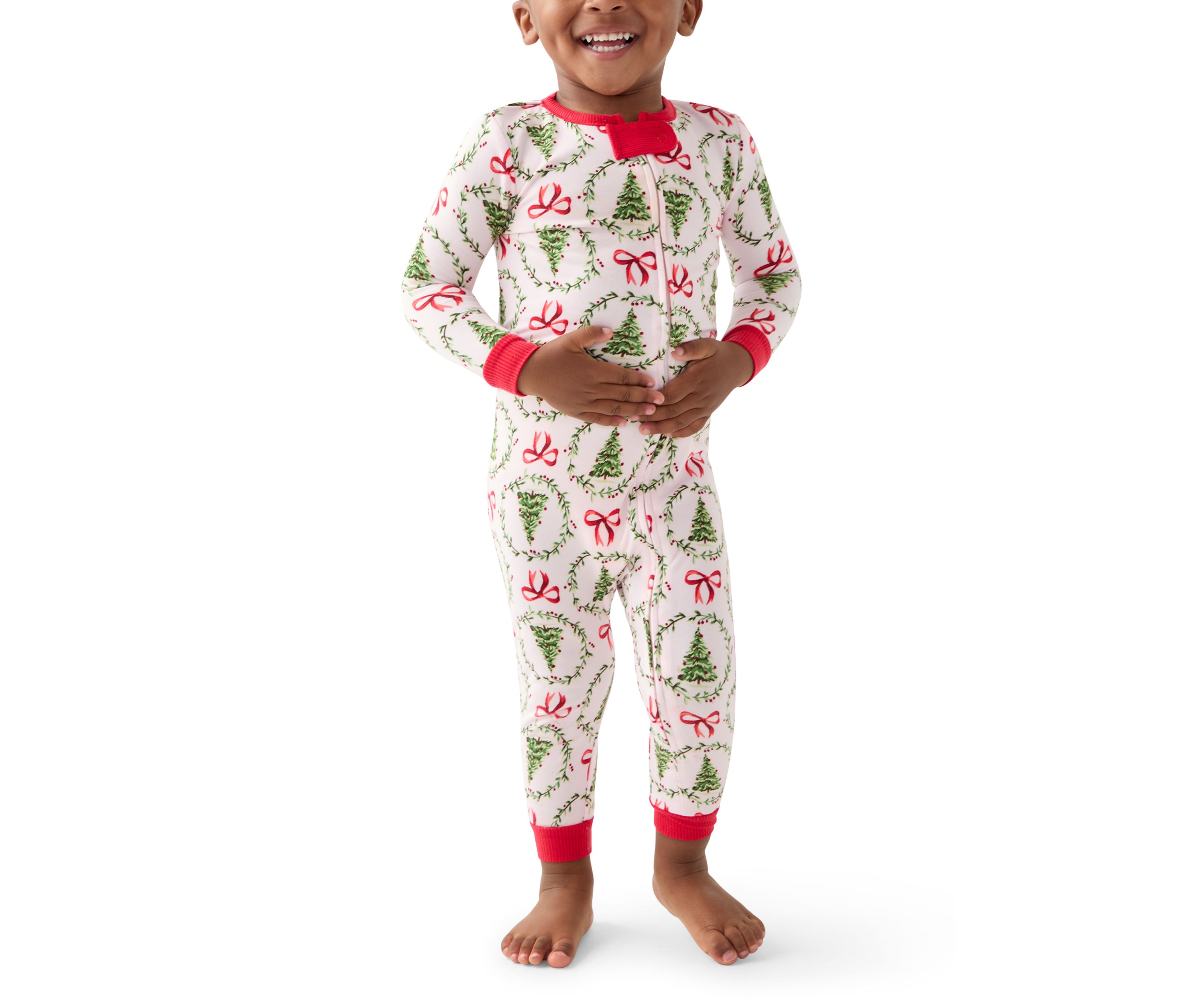Unisex Baby Holiday Bows and Wreaths One Piece Pajama