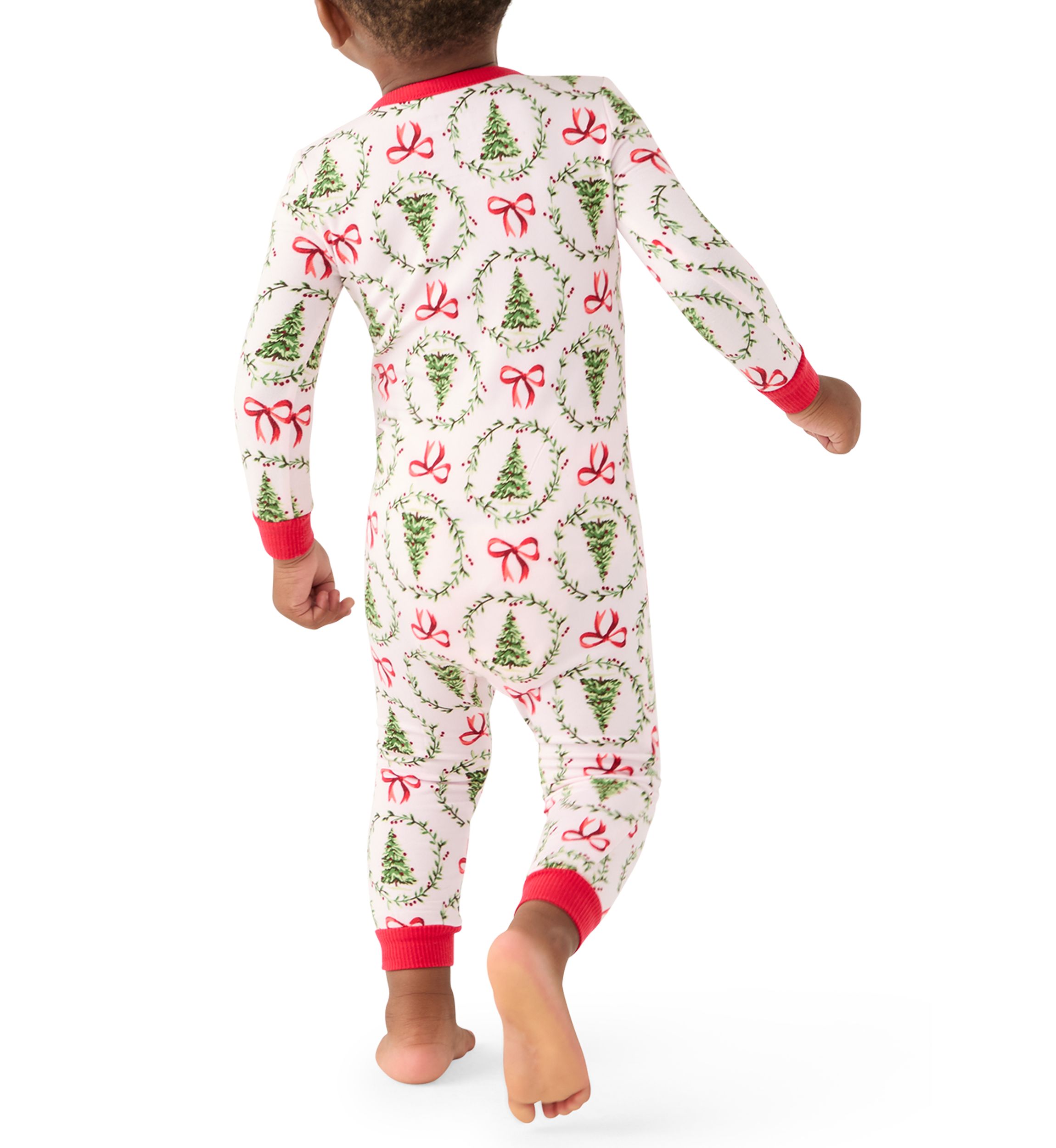 Unisex Baby Holiday Bows and Wreaths One Piece Pajama