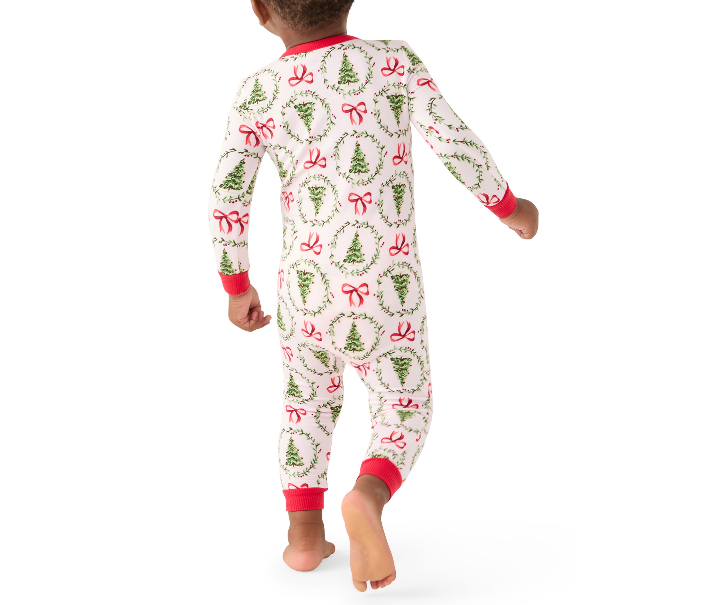 Unisex Baby Holiday Bows and Wreaths One Piece Pajama