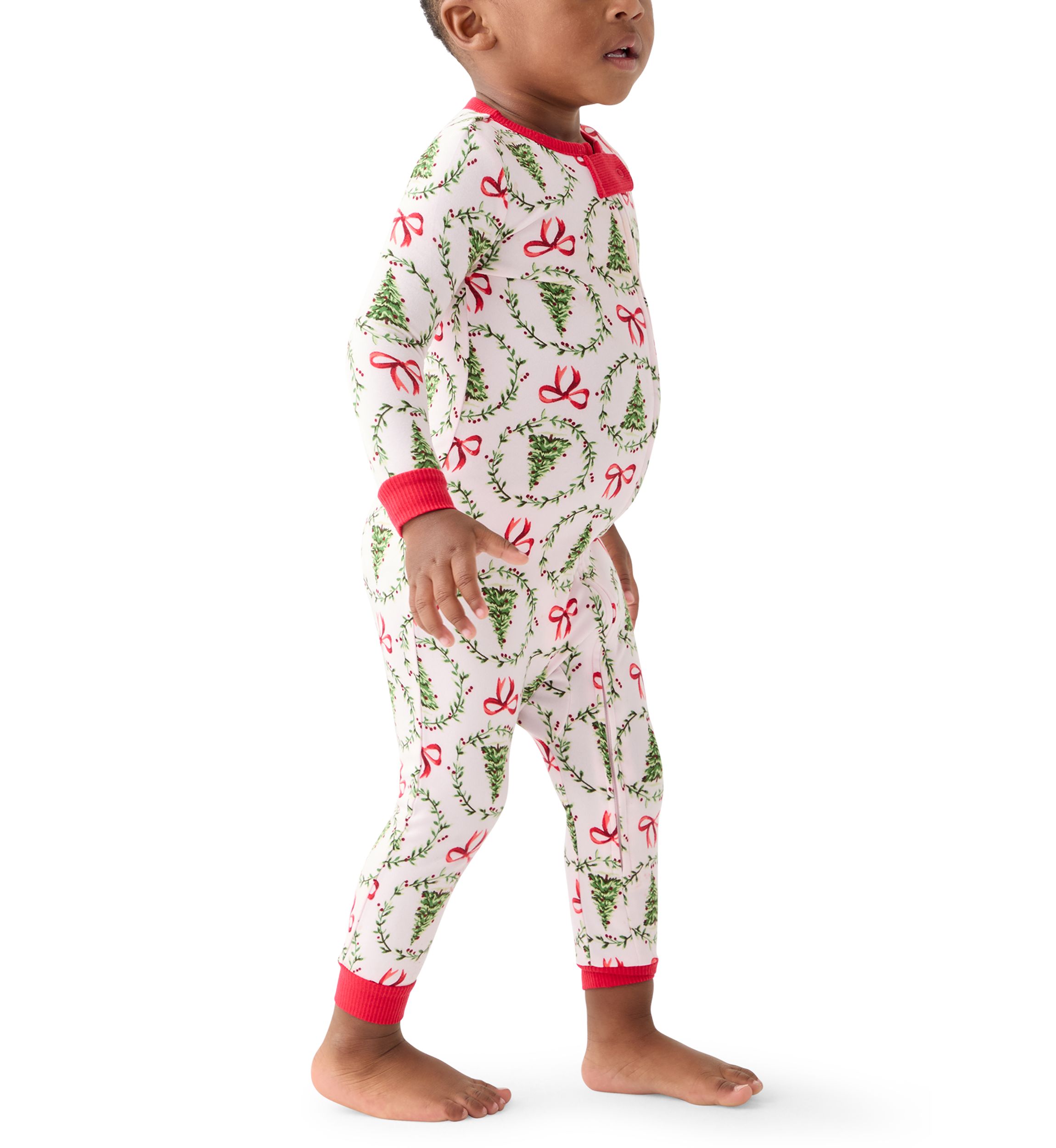 Unisex Baby Holiday Bows and Wreaths One Piece Pajama
