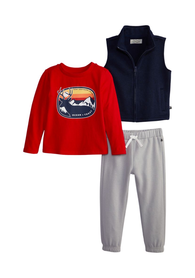 Toddler Boys Sweater Vest, Shirt and Pant Set