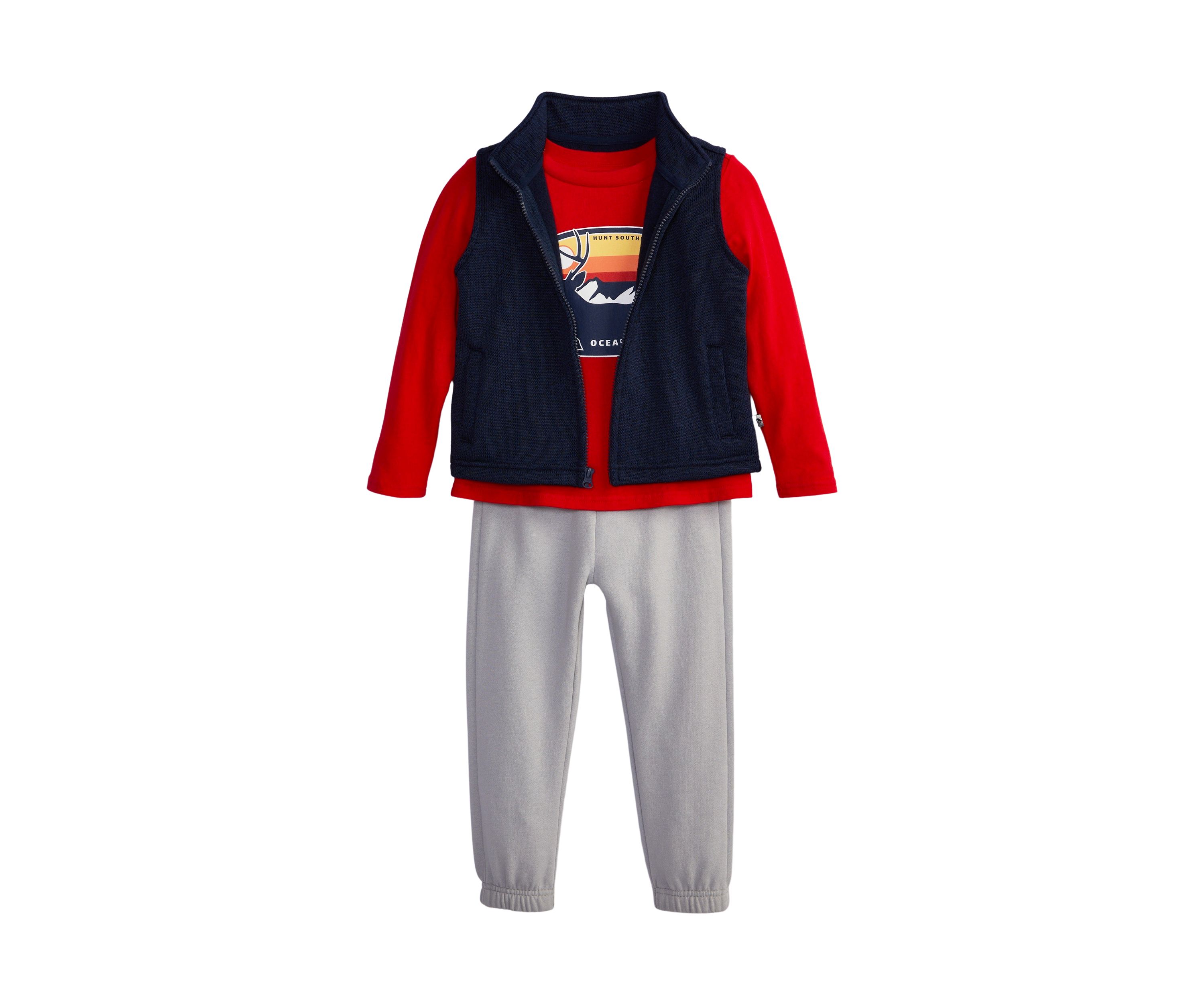 Toddler Boys Sweater Vest, Shirt and Pant Set