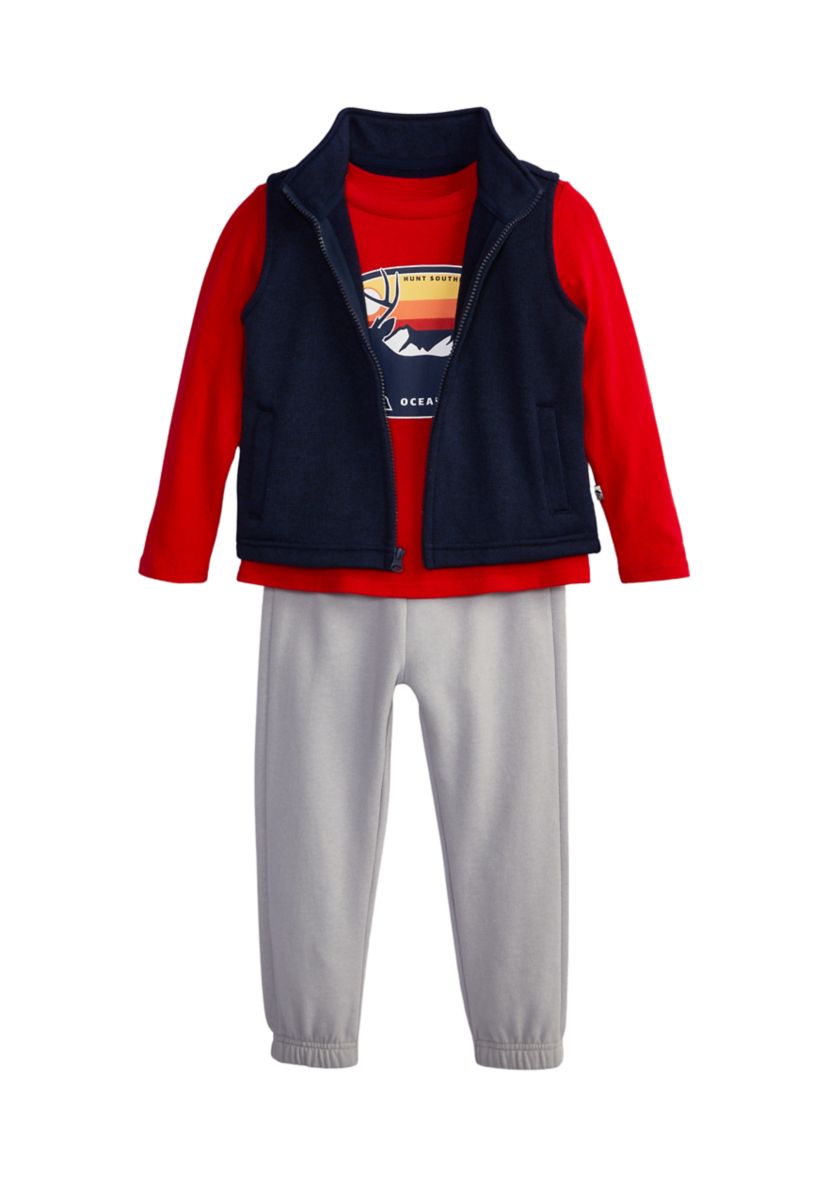 Toddler Boys Sweater Vest, Shirt and Pant Set