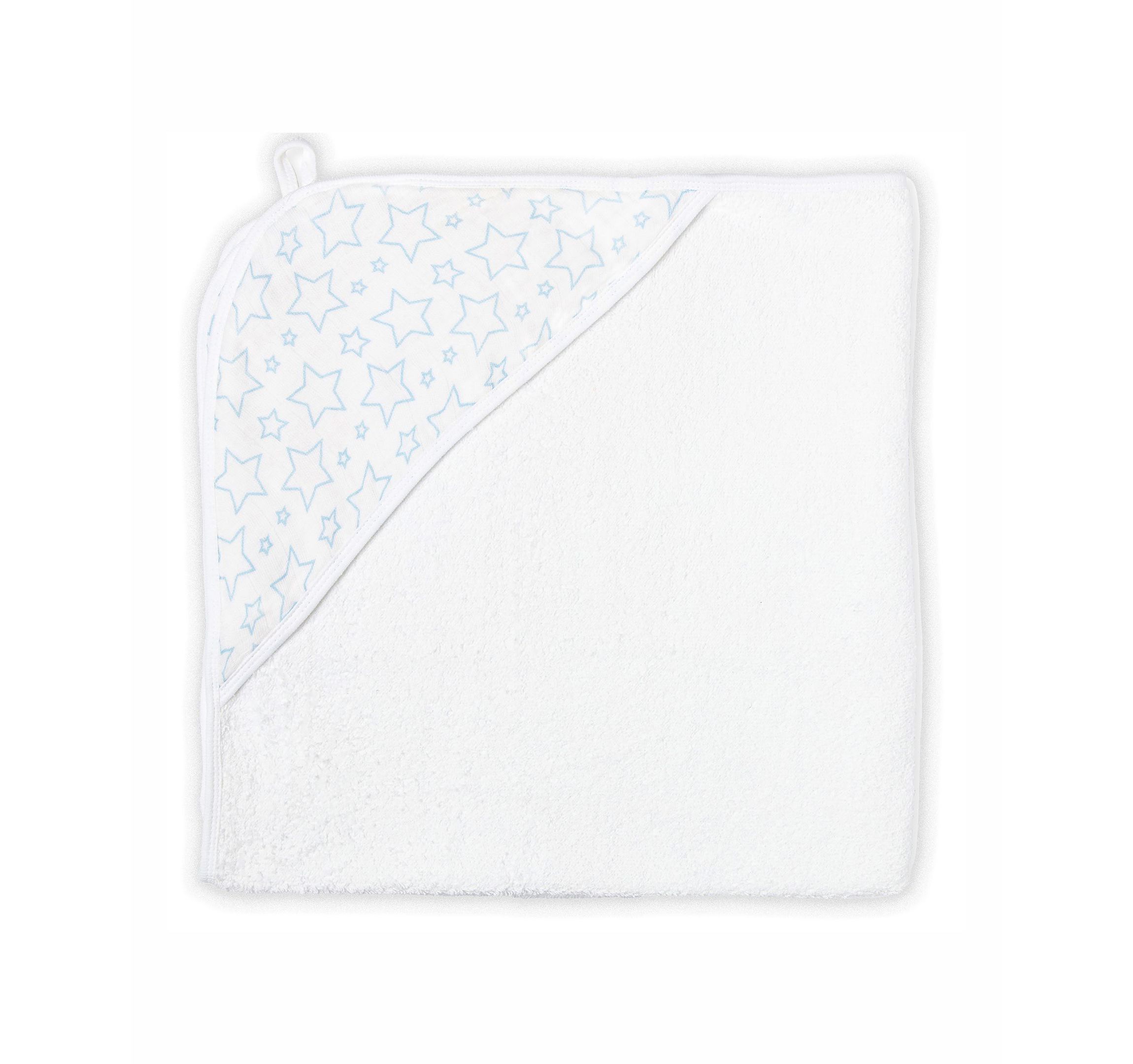 Baby Boys and Girls Star Muslin Lined Hooded Towel