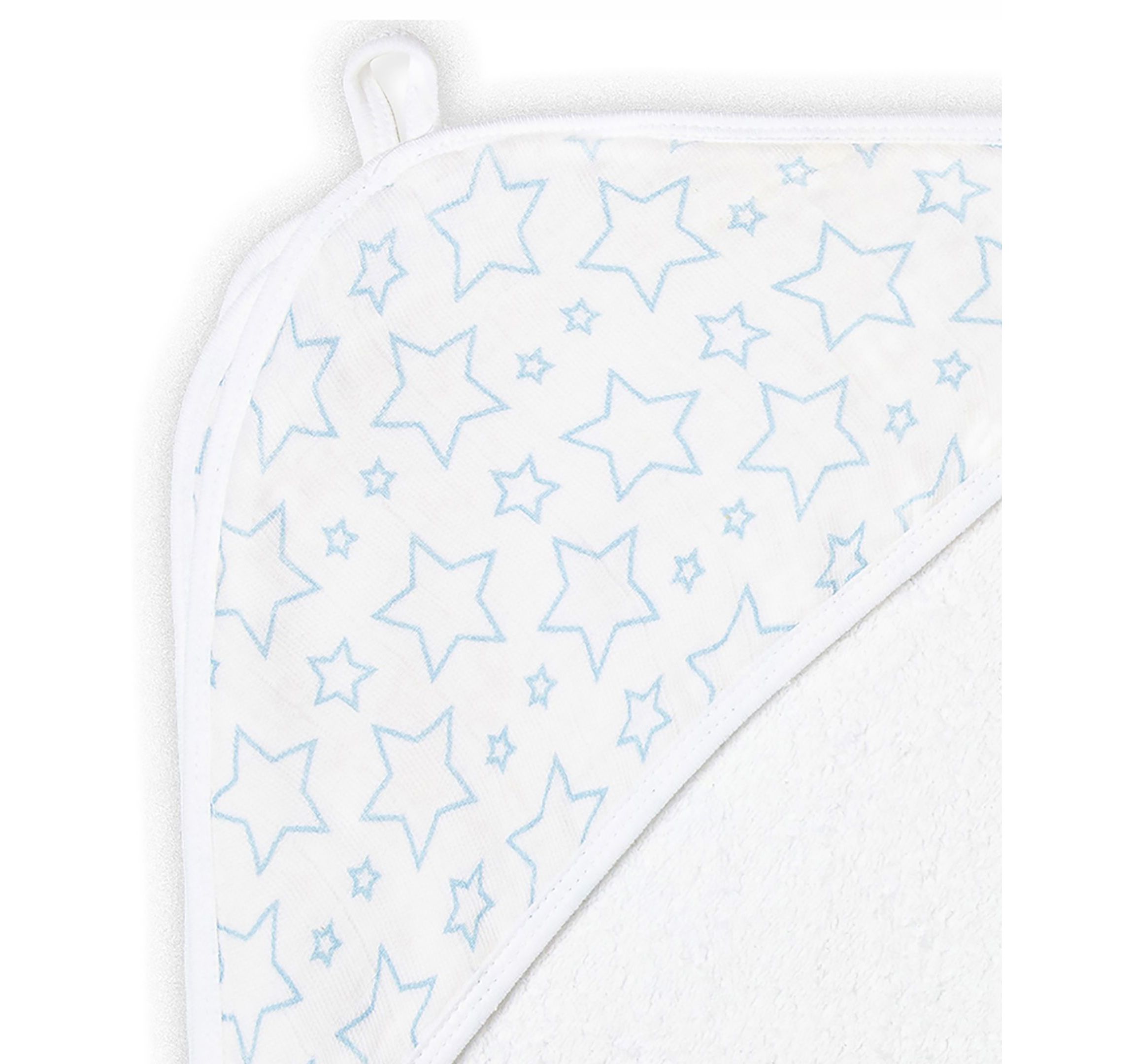 Baby Boys and Girls Star Muslin Lined Hooded Towel