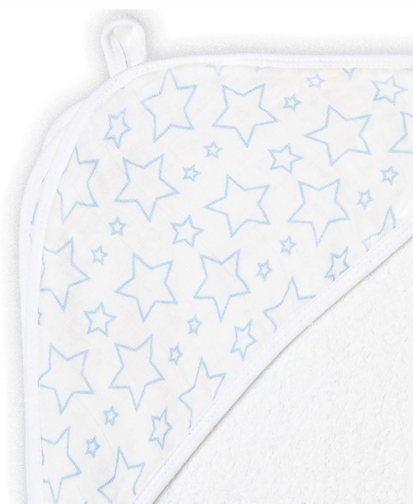 Baby Boys and Girls Star Muslin Lined Hooded Towel