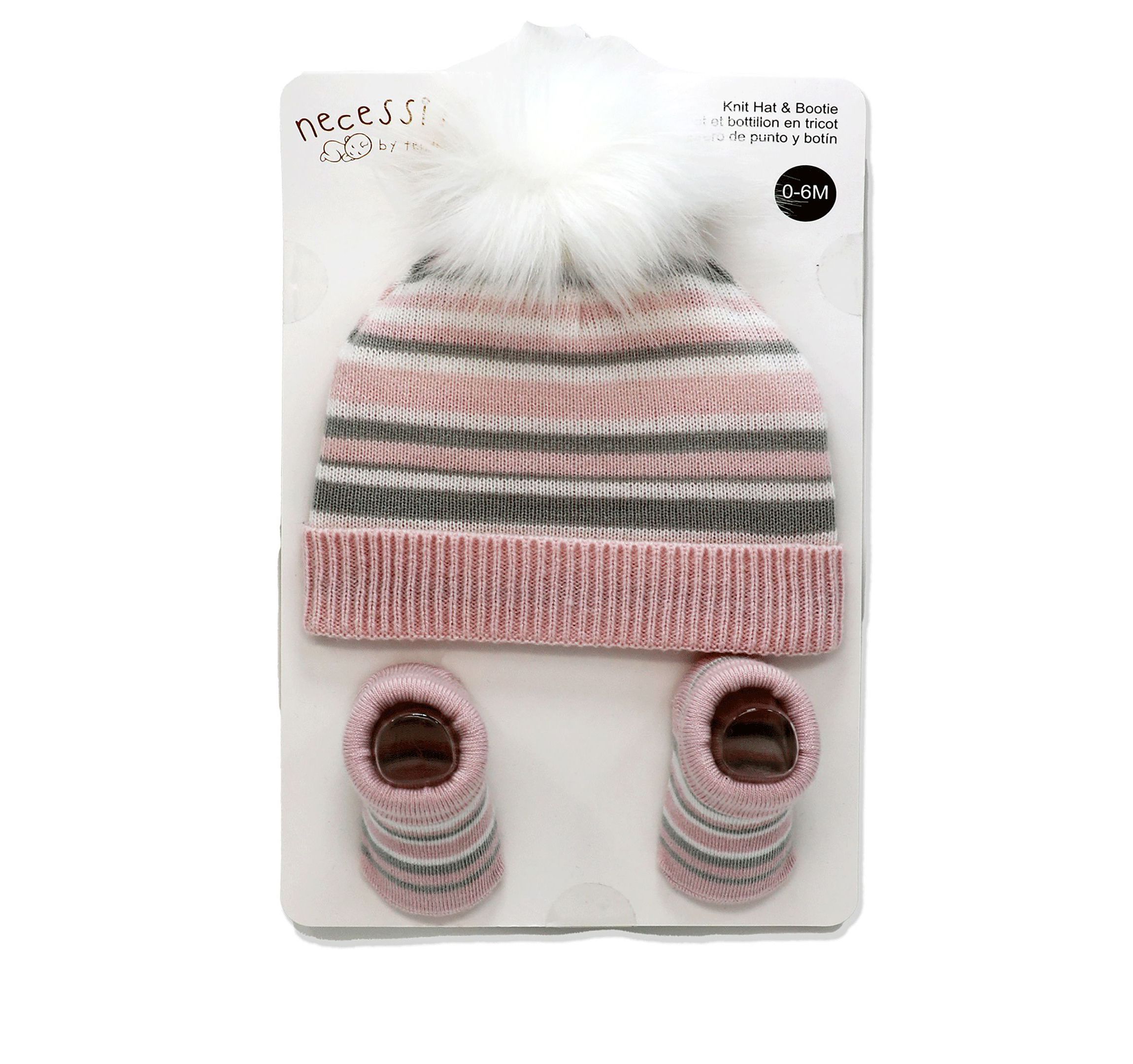 Baby Boys and Girls Striped Knit Hat & Booties