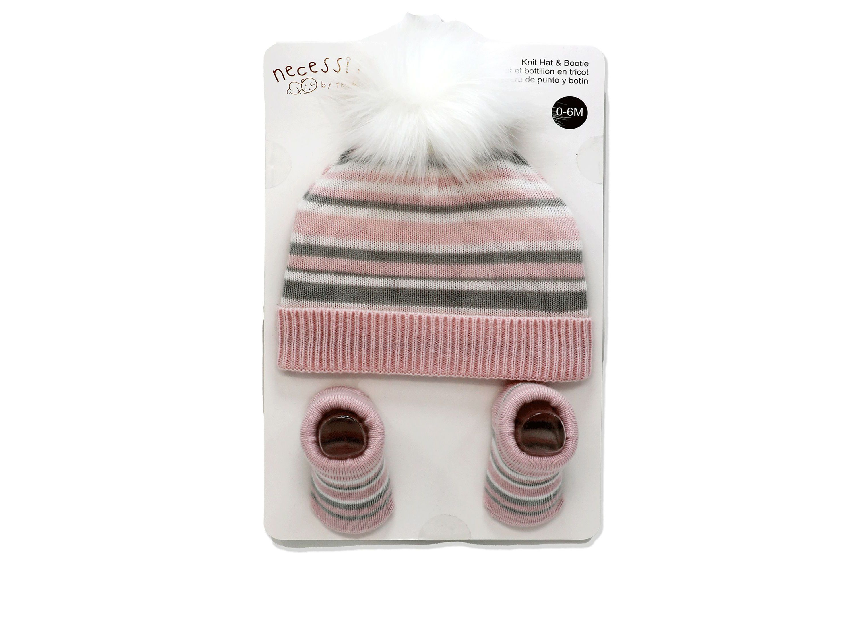 Baby Boys and Girls Striped Knit Hat & Booties