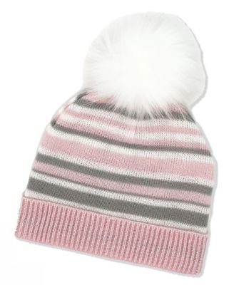 Baby Boys and Girls Striped Knit Hat & Booties