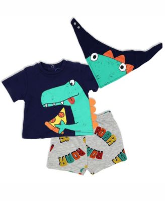 Baby Boys 3 Pc Dino Short Set