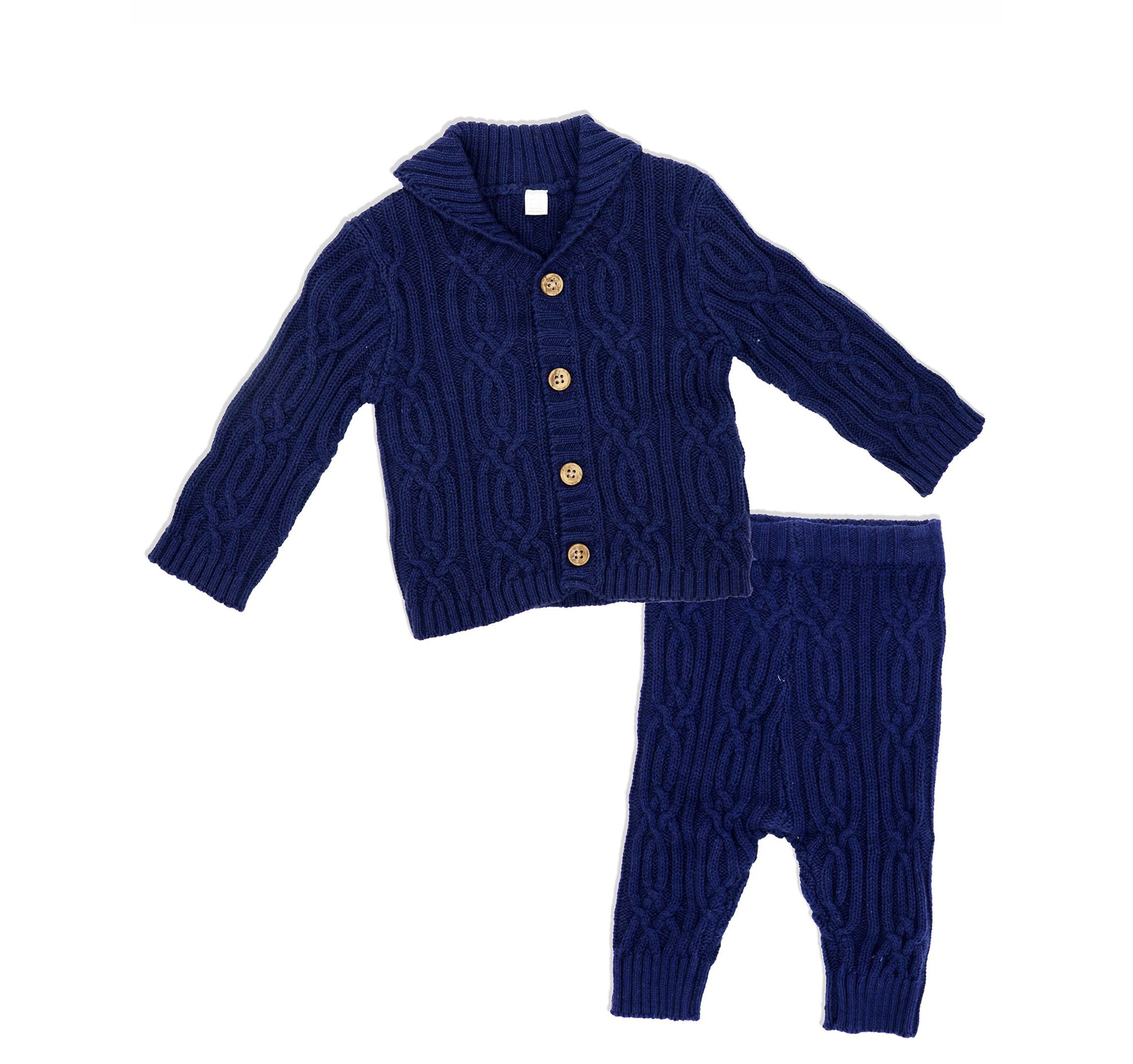 Baby Boys Knit Pant Set Navy