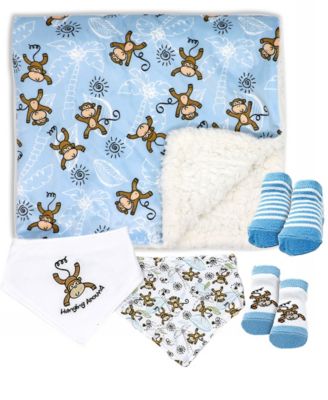 Baby Boys and Girls Minky Blanket with 4 Piece Accessory Set