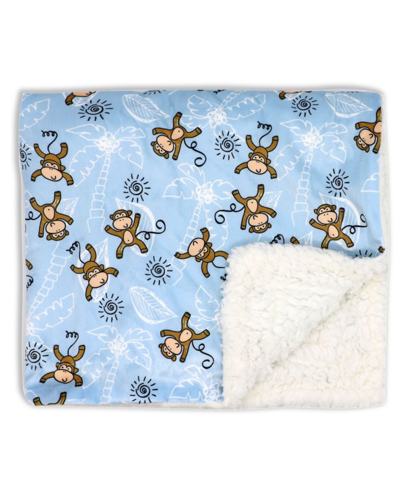 Baby Boys and Girls Minky Blanket with 4 Piece Baby Accessory Set