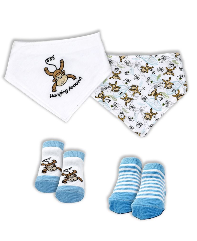 Baby Boys and Girls Minky Blanket with 4 Piece Baby Accessory Set