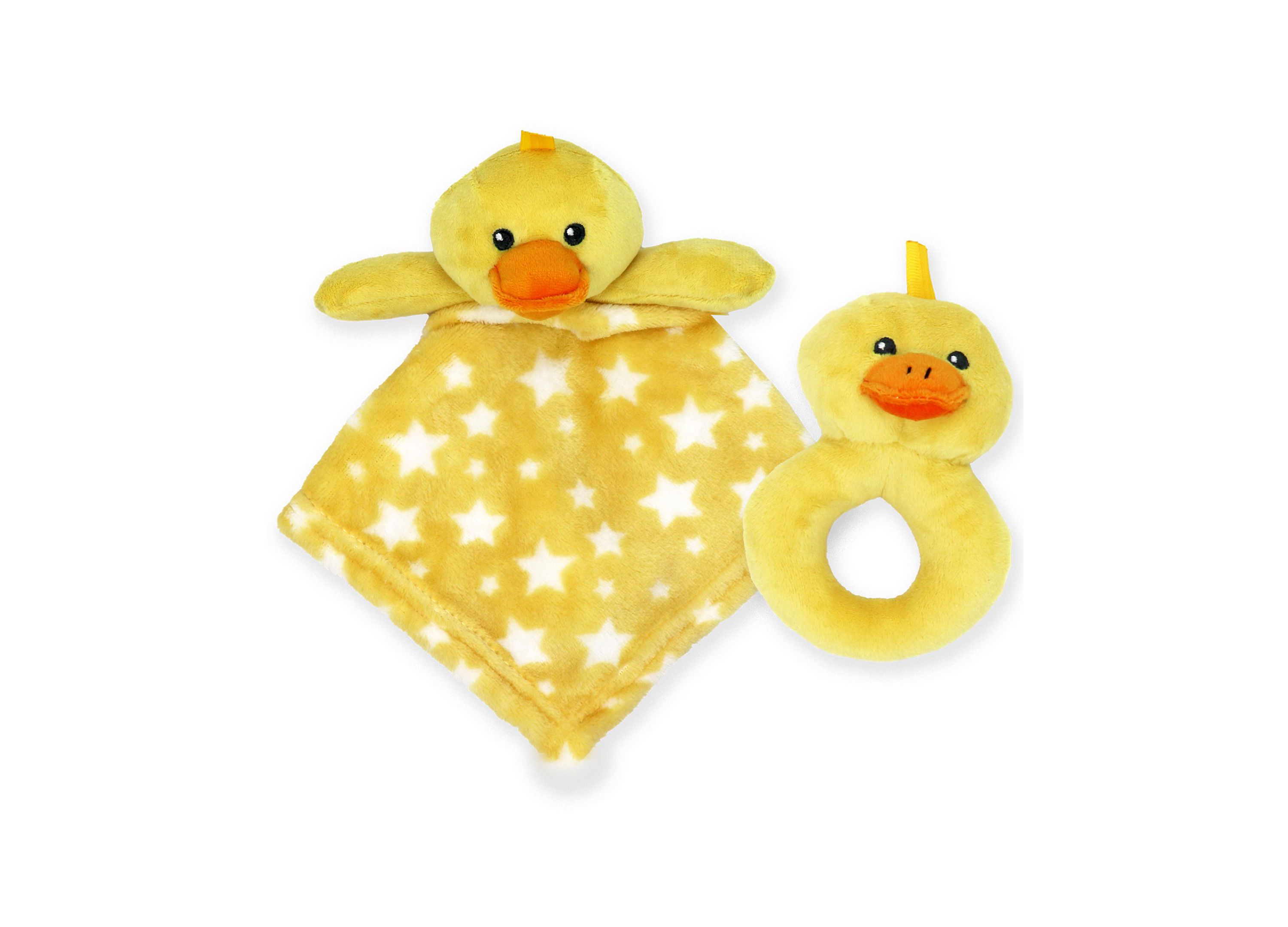 Baby Boys and Girls Ridged Plush Blanket with Nunu and Rattle