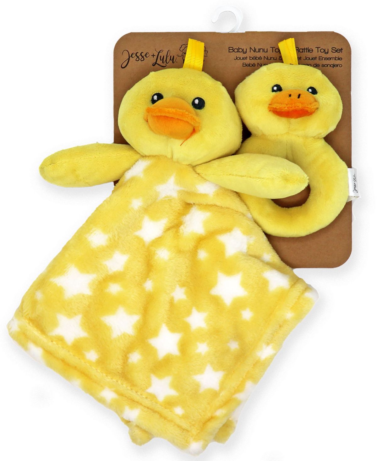 Baby Boys and Girls Ridged Plush Blanket with Nunu and Rattle