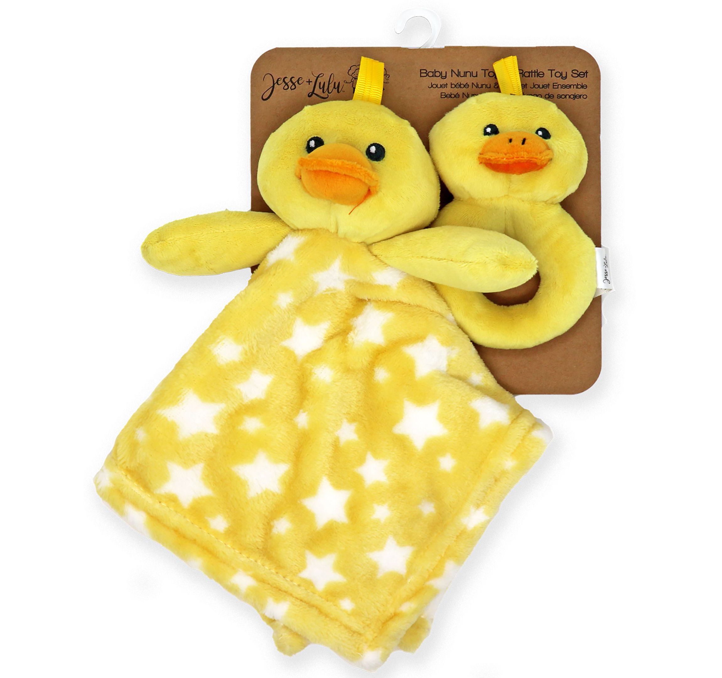 Baby Boys and Girls Ridged Plush Blanket with Nunu and Rattle