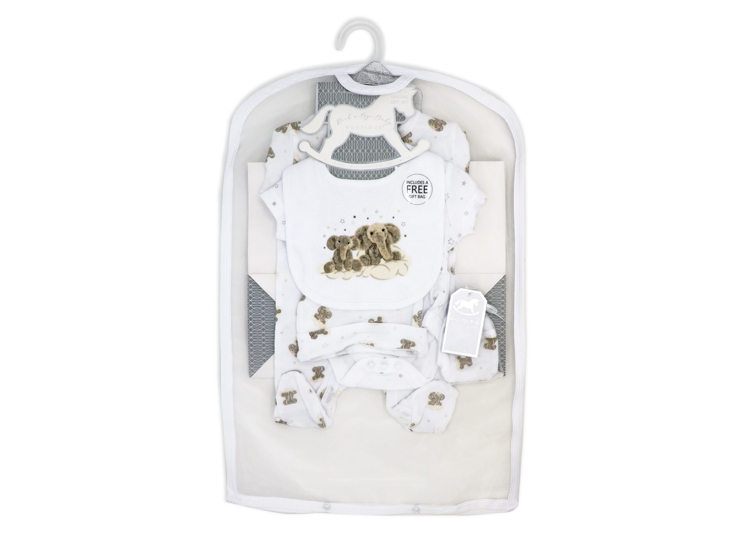 Baby Boys and Girls Dreamy Elephants Layette, 5 Piece Set