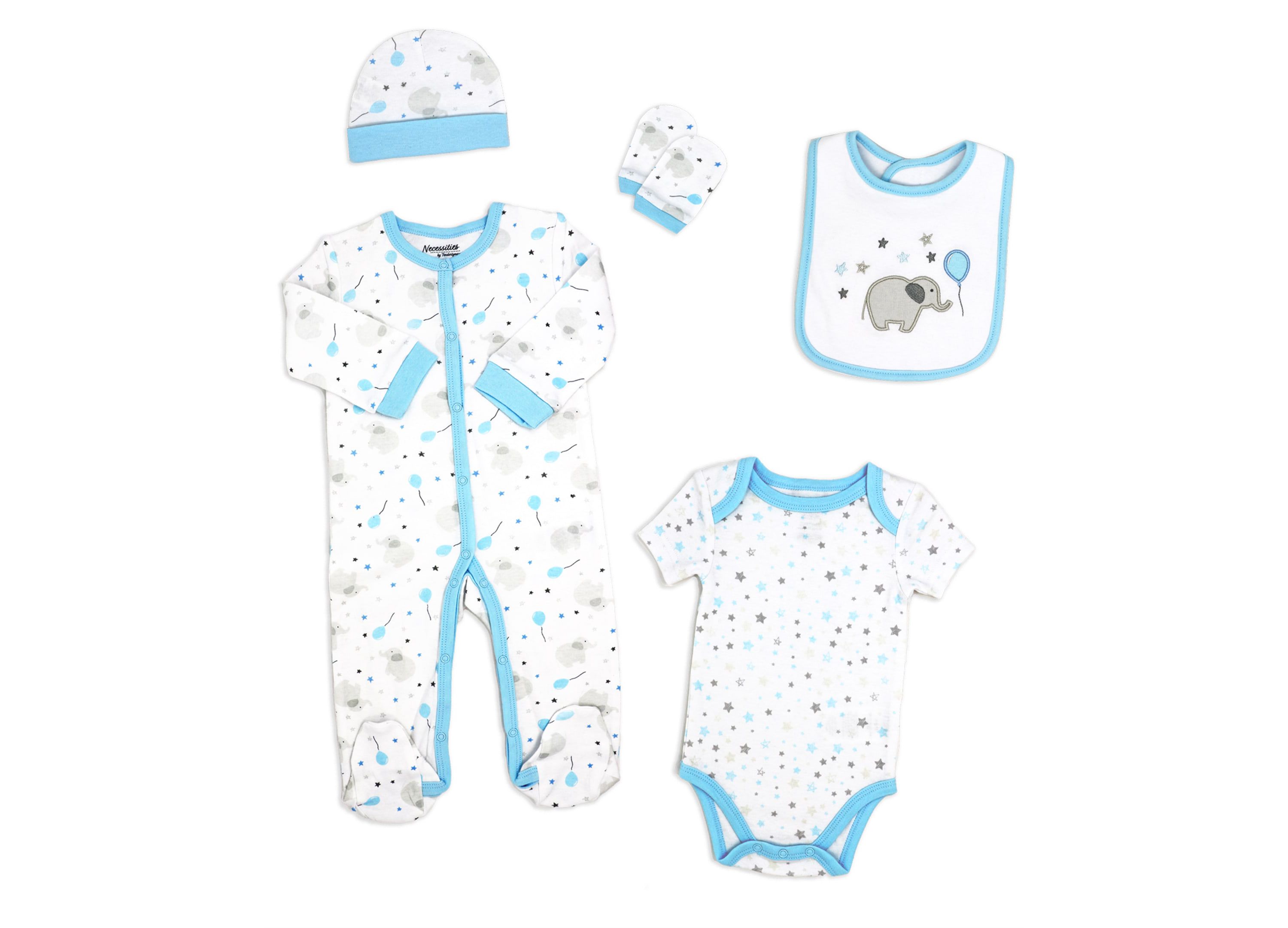 Baby Boys Elephants and Balloons Layette, 5 Piece Set