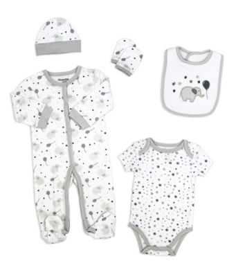 Baby Boys and Girls Elephants Balloons Layette, 5 Piece Set