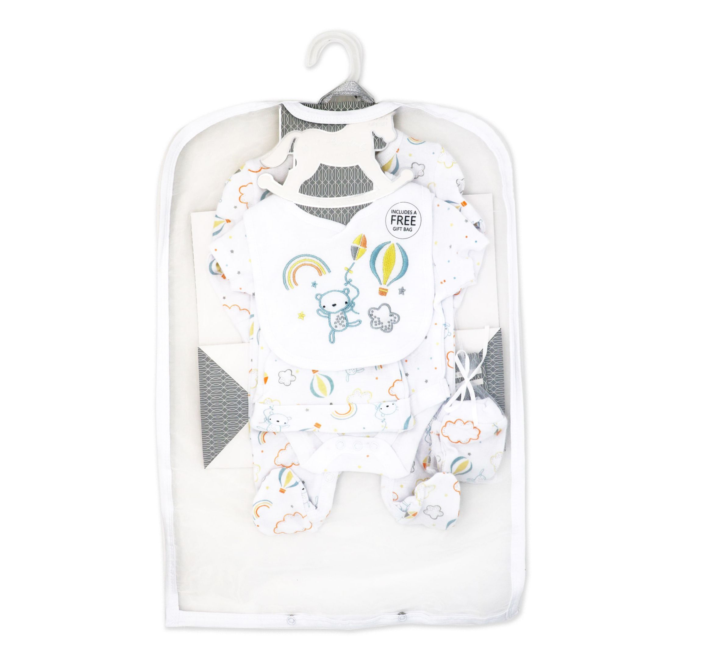 Baby Boys and Girls Rainbows and Balloons Layette, 5 Piece Set
