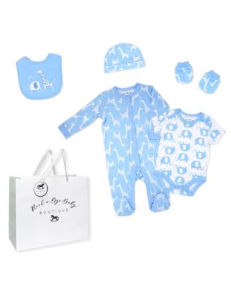 Baby Boys Blue Safari Layette, 5 Piece Set