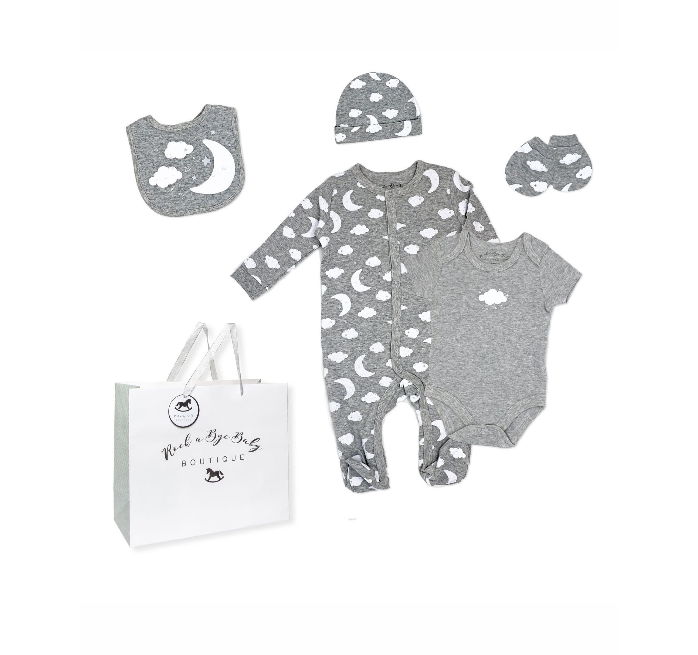 Baby Boys and Girls Crescent Moon Layette, 5 Piece Set