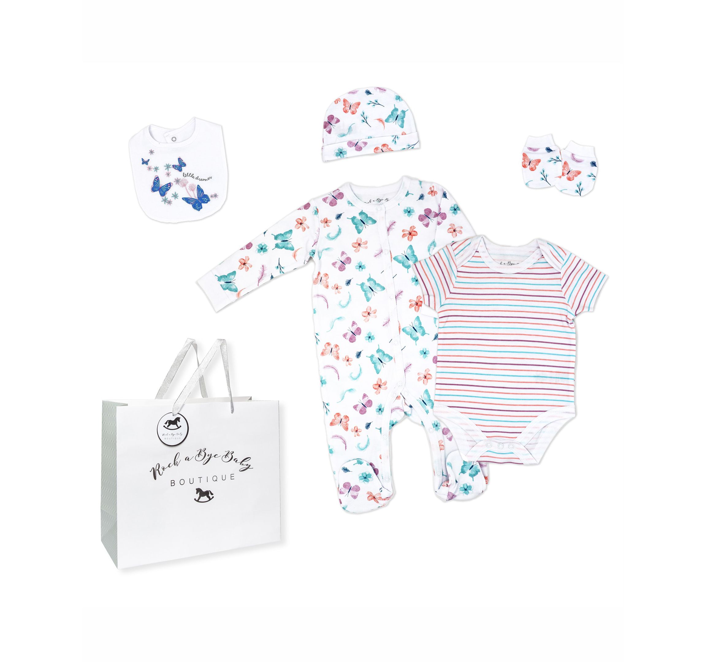 Baby Girls Butterflies Layette, 5 Piece Set
