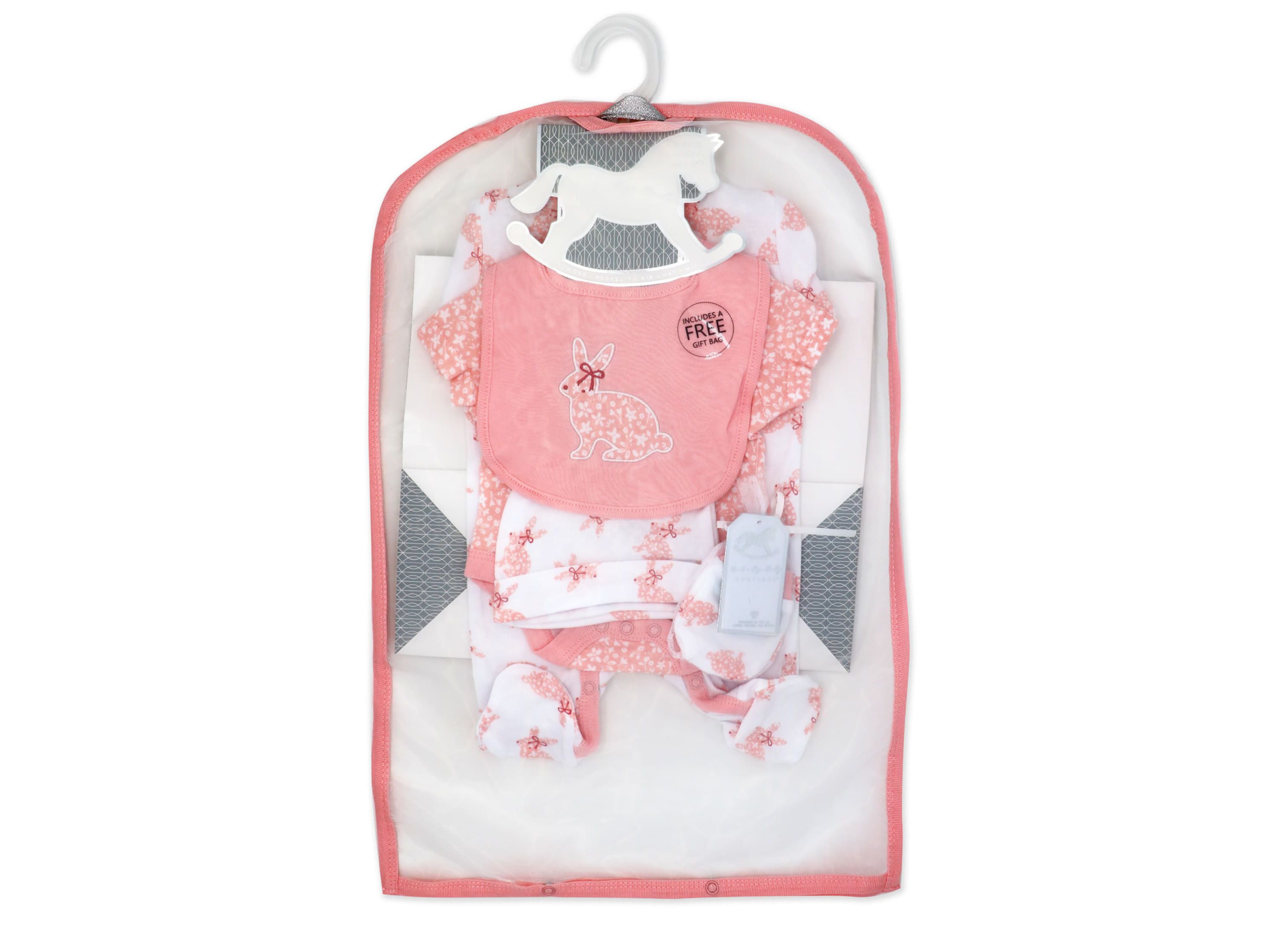 Baby Girls Floral Bunny Layette, 5 Piece Set