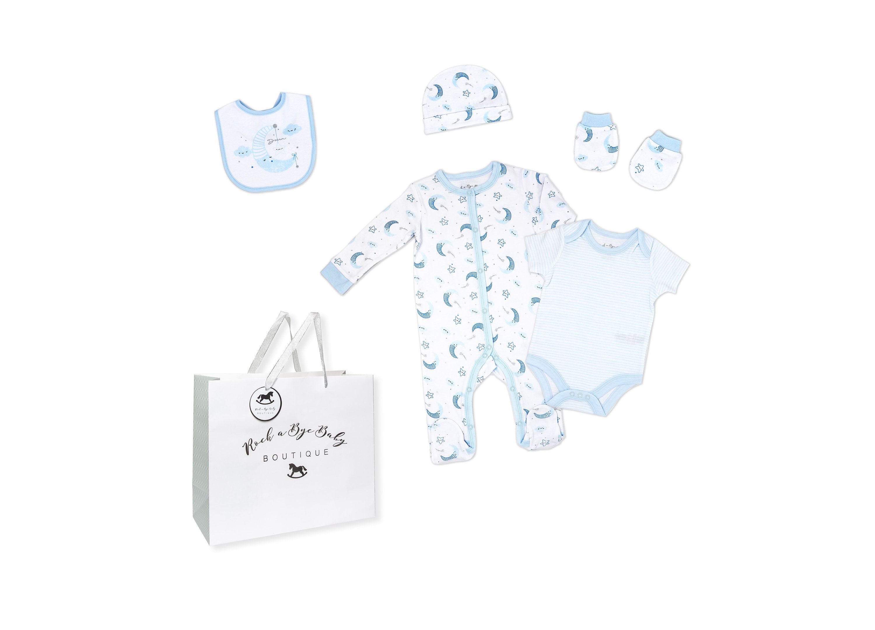 Baby Boys Dreaming Moon Layette, 5 Piece Set