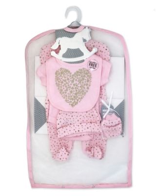 Baby Girls Golden Hearts Layette, 5 Piece Set