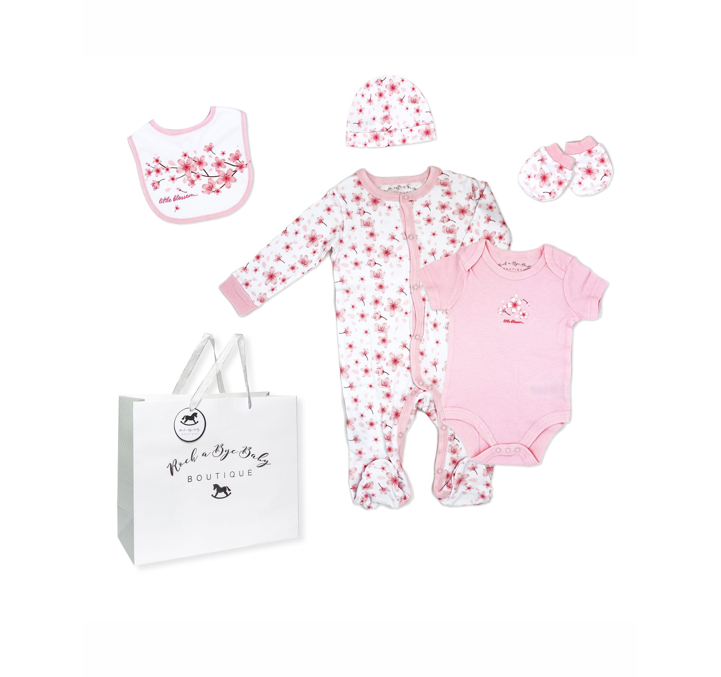 Baby Girls Cherry Blossoms Layette, 5 Piece Set