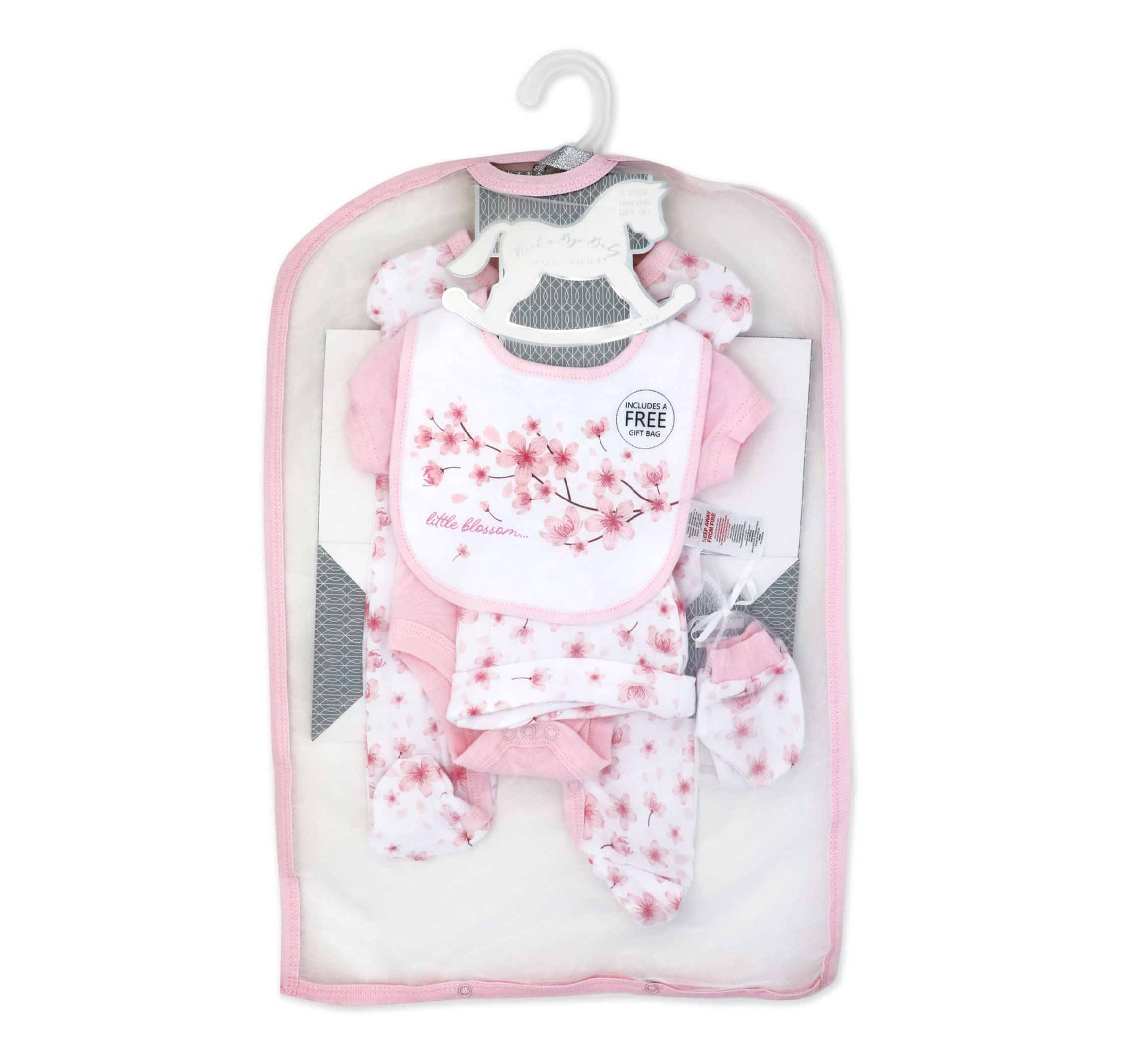 Baby Girls Cherry Blossoms Layette, 5 Piece Set